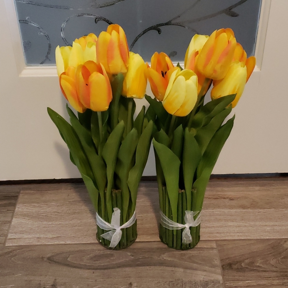 Faux yellow tulips